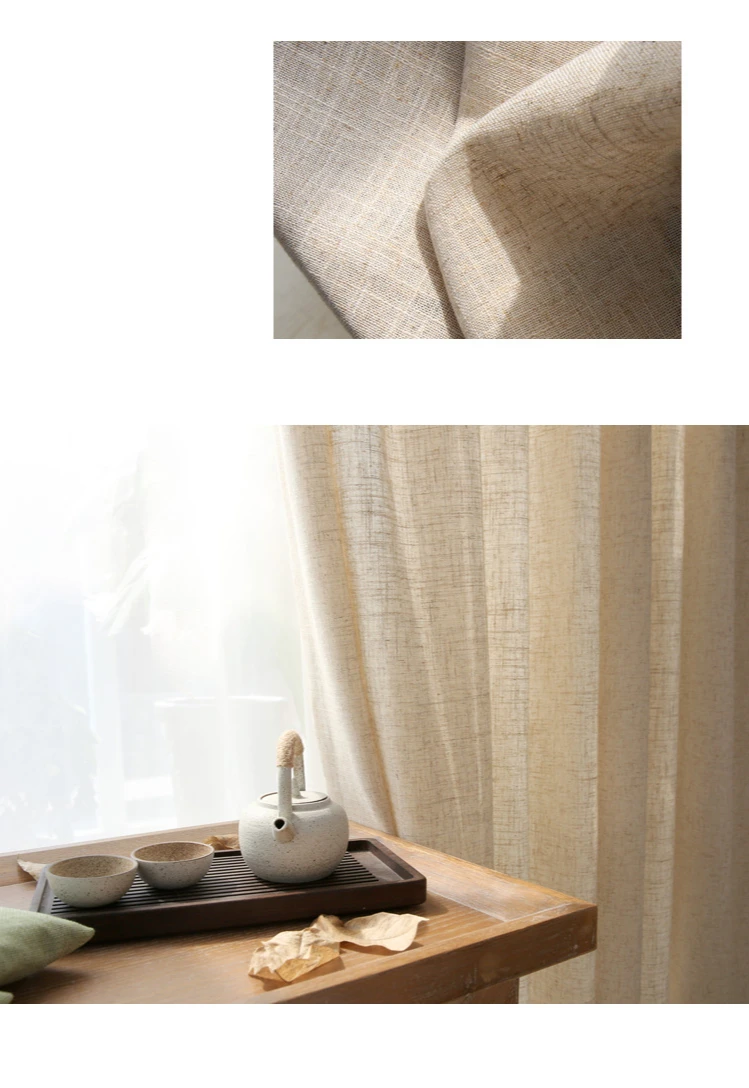 Japanese Style Linen semi-shading ramie curtain yarn Norse hemp yarn pure color linen curtains yarn living room custom curtain