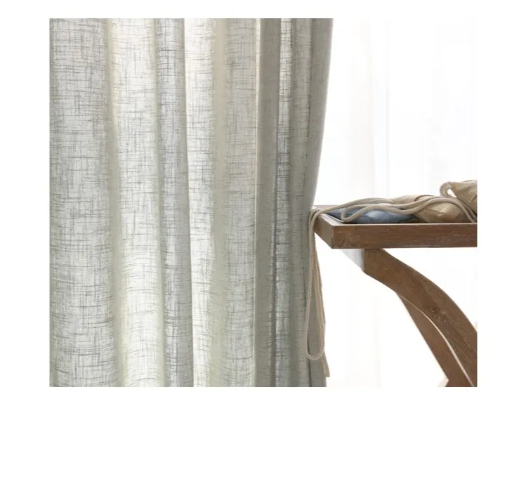 Japanese Style Linen semi-shading ramie curtain yarn Norse hemp yarn pure color linen curtains yarn living room custom curtain