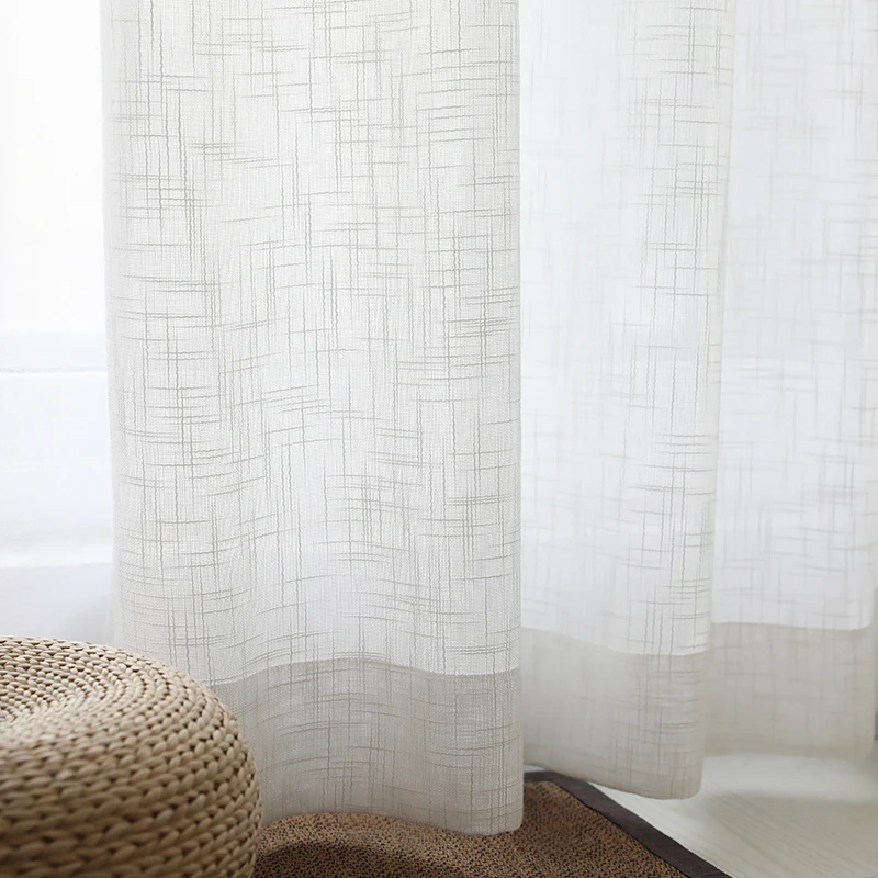 Japanese Style Linen semi-shading ramie curtain yarn Norse hemp yarn pure color linen curtains yarn living room custom curtain