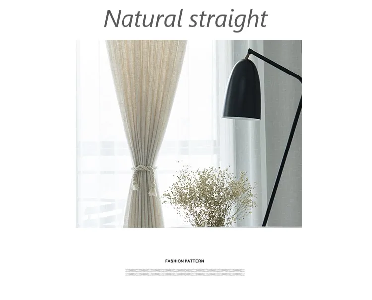 Japanese Style Linen semi-shading ramie curtain yarn Norse hemp yarn pure color linen curtains yarn living room custom curtain