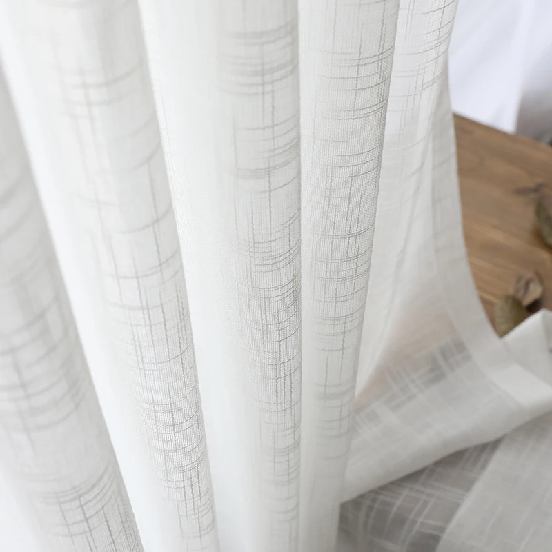 Japanese Style Linen semi-shading ramie curtain yarn Norse hemp yarn pure color linen curtains yarn living room custom curtain
