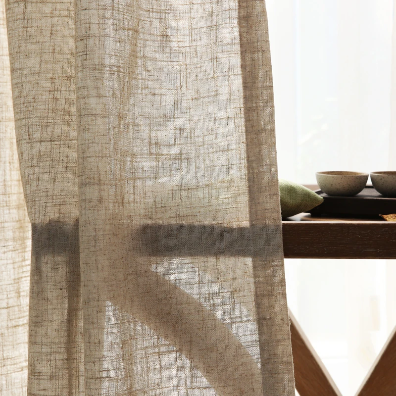 Japanese Style Linen semi-shading ramie curtain yarn Norse hemp yarn pure color linen curtains yarn living room custom curtain