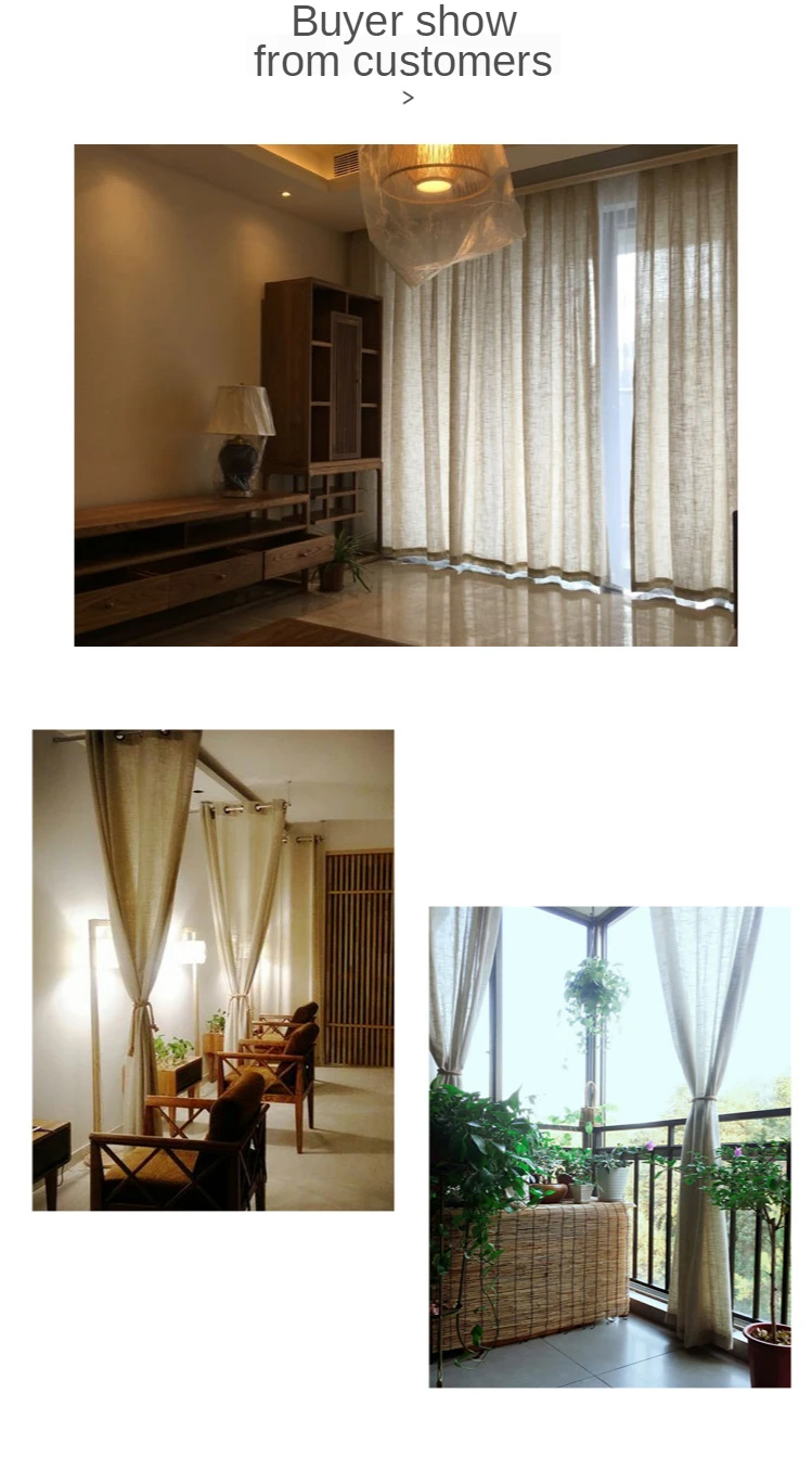 Japanese Style Linen semi-shading ramie curtain yarn Norse hemp yarn pure color linen curtains yarn living room custom curtain