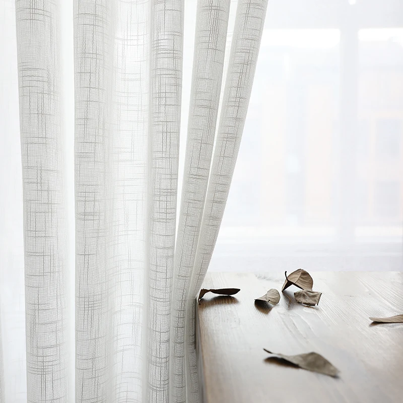 Japanese Style Linen semi-shading ramie curtain yarn Norse hemp yarn pure color linen curtains yarn living room custom curtain