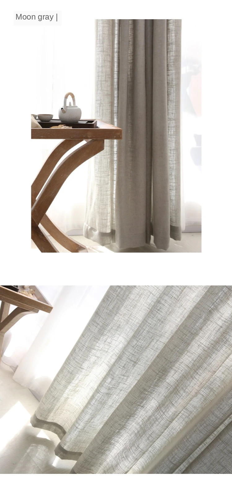 Japanese Style Linen semi-shading ramie curtain yarn Norse hemp yarn pure color linen curtains yarn living room custom curtain