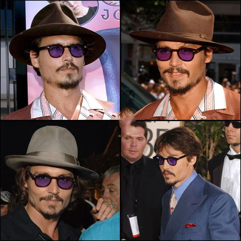 Fashion Johnny Depp Small Style Round Sunglasses Mens Womens Clear Tinted Lens Brand Design Party Show Sun Glasses Oculos De Sol