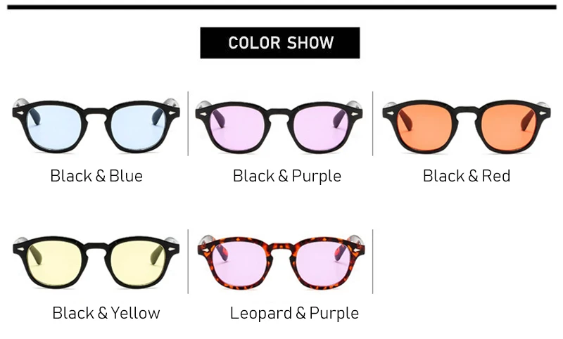 Fashion Johnny Depp Small Style Round Sunglasses Mens Womens Clear Tinted Lens Brand Design Party Show Sun Glasses Oculos De Sol