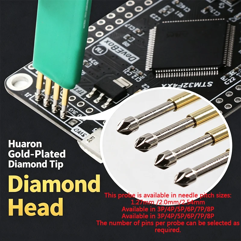 2.54/2.00/1.27mm Pitch Handheld Programming Pogo Pin, 3/4/5/6/7/8P Test Pin Programming Test Probe