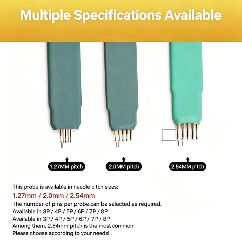 2.54/2.00/1.27mm Pitch Handheld Programming Pogo Pin, 3/4/5/6/7/8P Test Pin Programming Test Probe