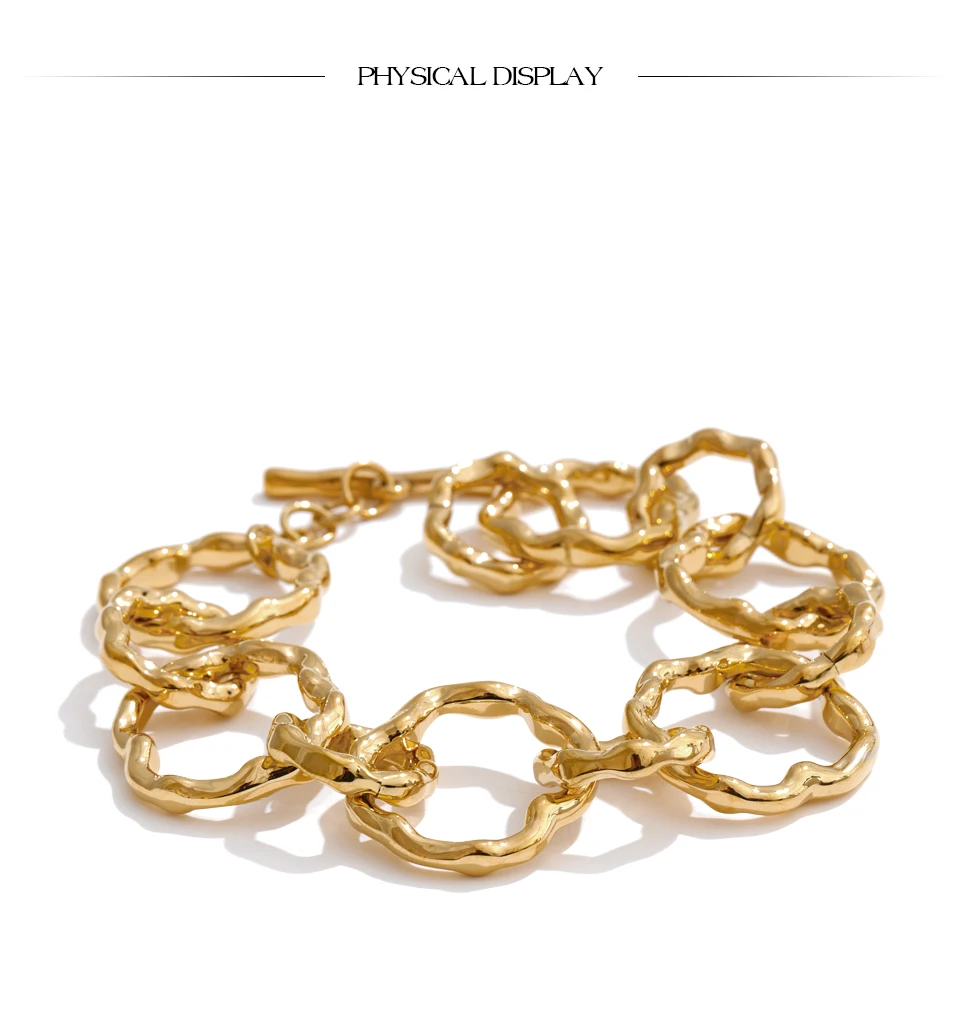Yhpup High Quality Stainless Steel Handmade Chain Bracelet Bangle Waterproof Texture Toggle-Clasps Wrist Jewelry Exclusive Gift