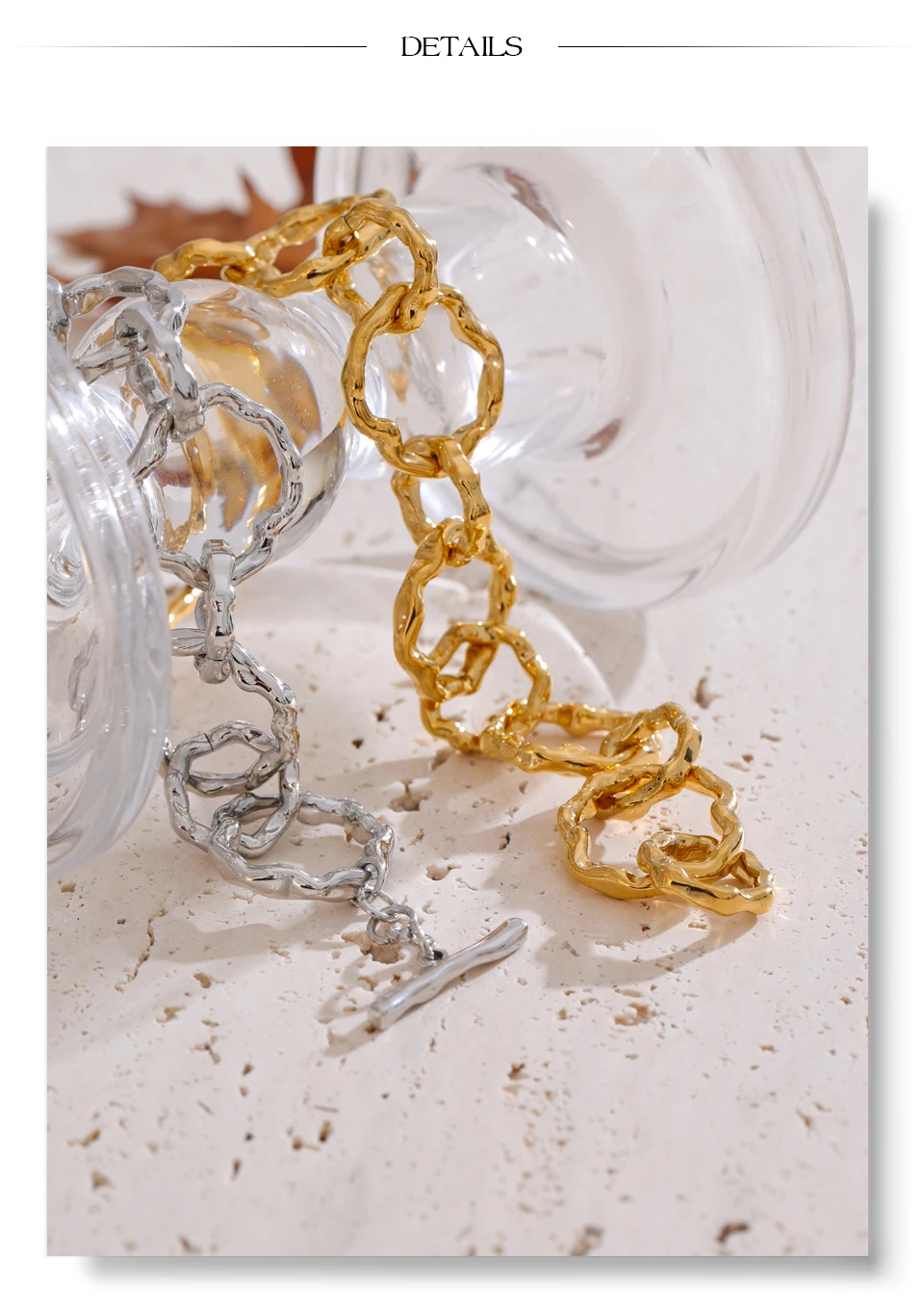 Yhpup High Quality Stainless Steel Handmade Chain Bracelet Bangle Waterproof Texture Toggle-Clasps Wrist Jewelry Exclusive Gift