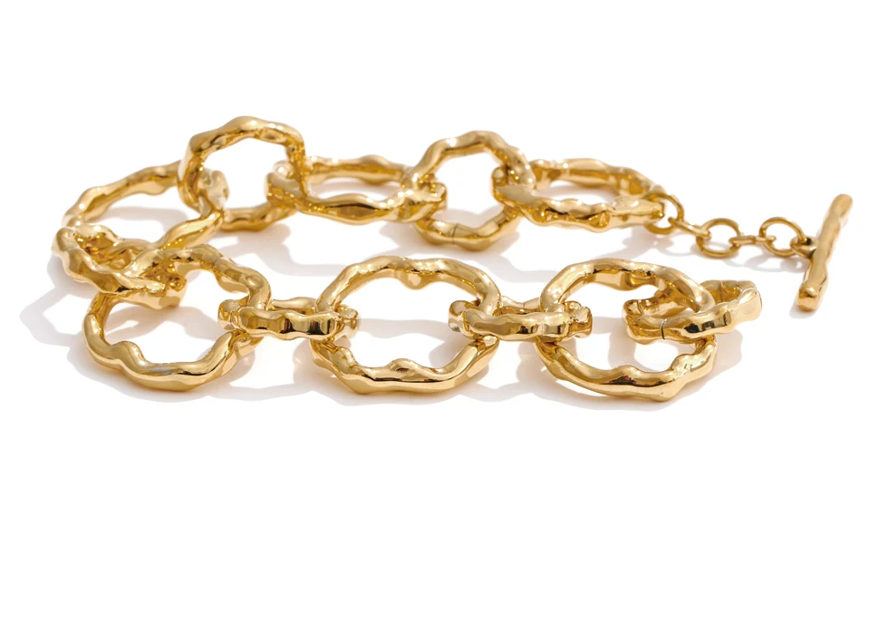 Yhpup High Quality Stainless Steel Handmade Chain Bracelet Bangle Waterproof Texture Toggle-Clasps Wrist Jewelry Exclusive Gift