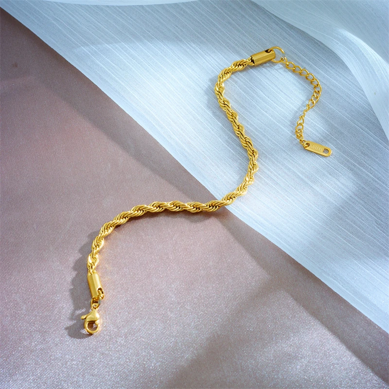 DIEYURO 316L Stainless Steel Gold Color Chain Necklace Bracelets For Women Girl Fashion Non-fading Lady Jewelry Set Accessories