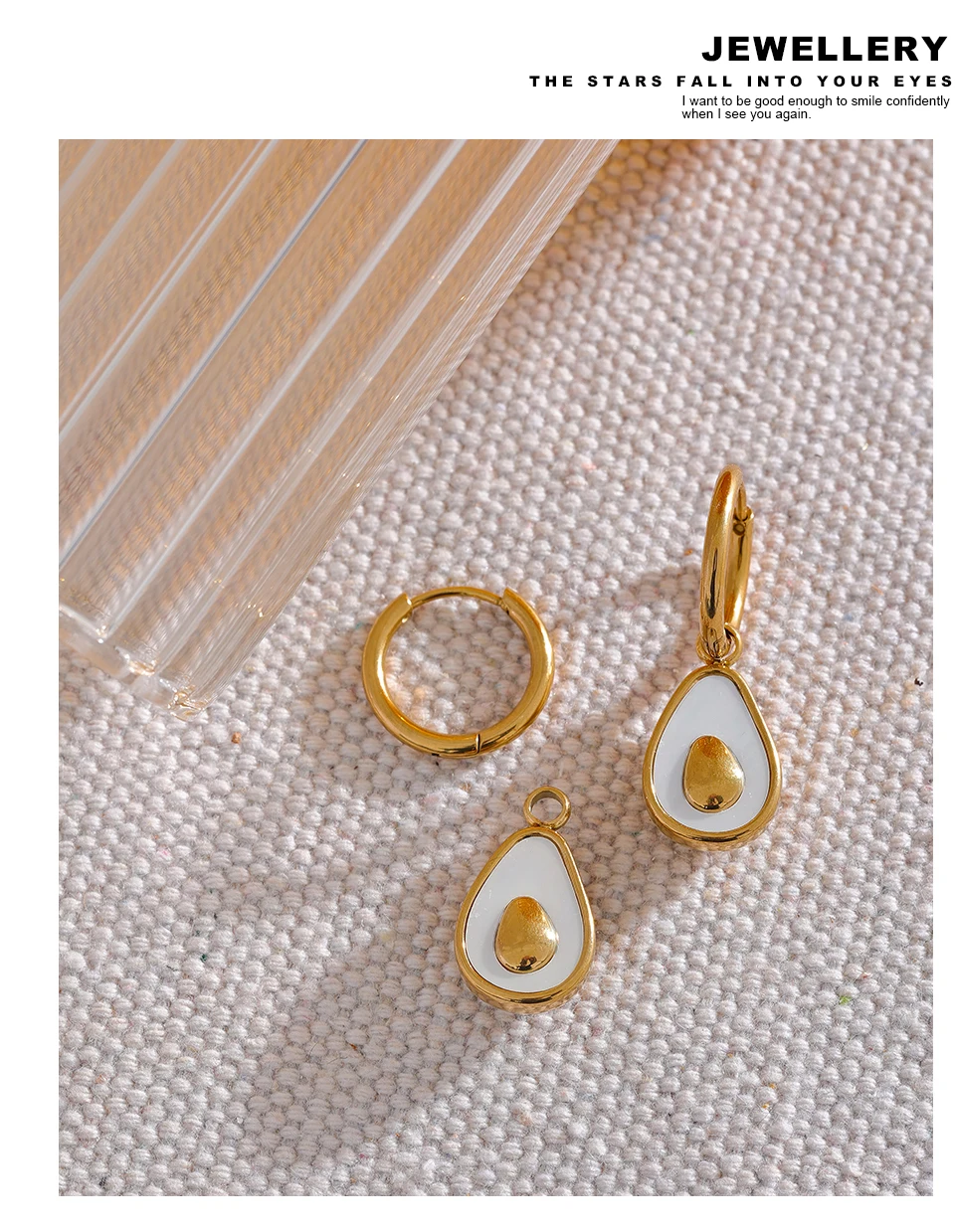 Yhpup Golden Avocado Drop Stainless Steel Fruit Huggie Hoop Earrings for Women Natural Shell Fashion Charm Cute Jewelry Gift