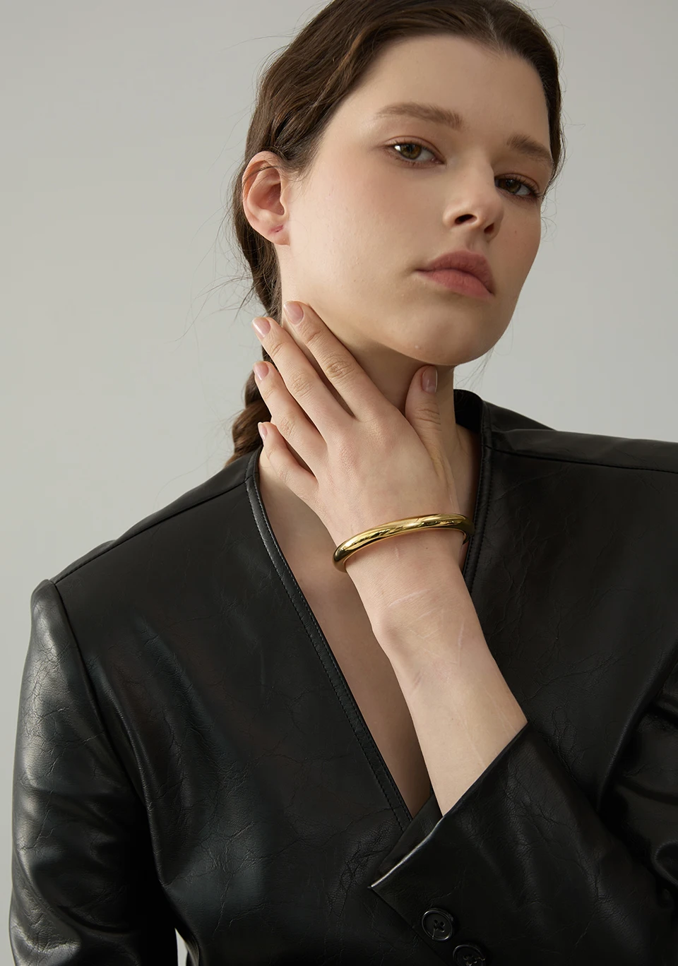Yhpup 60mm Polished Textured Waterproof Stainless Steel Big Bracelet Bangle Statement Glossy Minimalist Jewelry High Quality