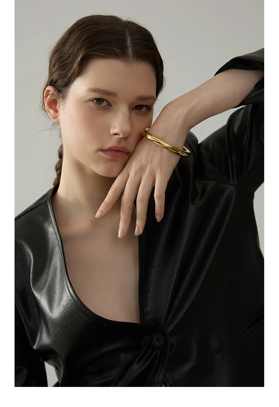Yhpup 60mm Polished Textured Waterproof Stainless Steel Big Bracelet Bangle Statement Glossy Minimalist Jewelry High Quality
