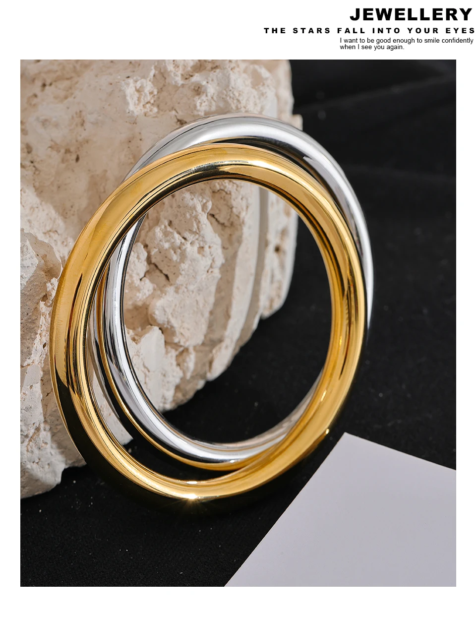 Yhpup 60mm Polished Textured Waterproof Stainless Steel Big Bracelet Bangle Statement Glossy Minimalist Jewelry High Quality
