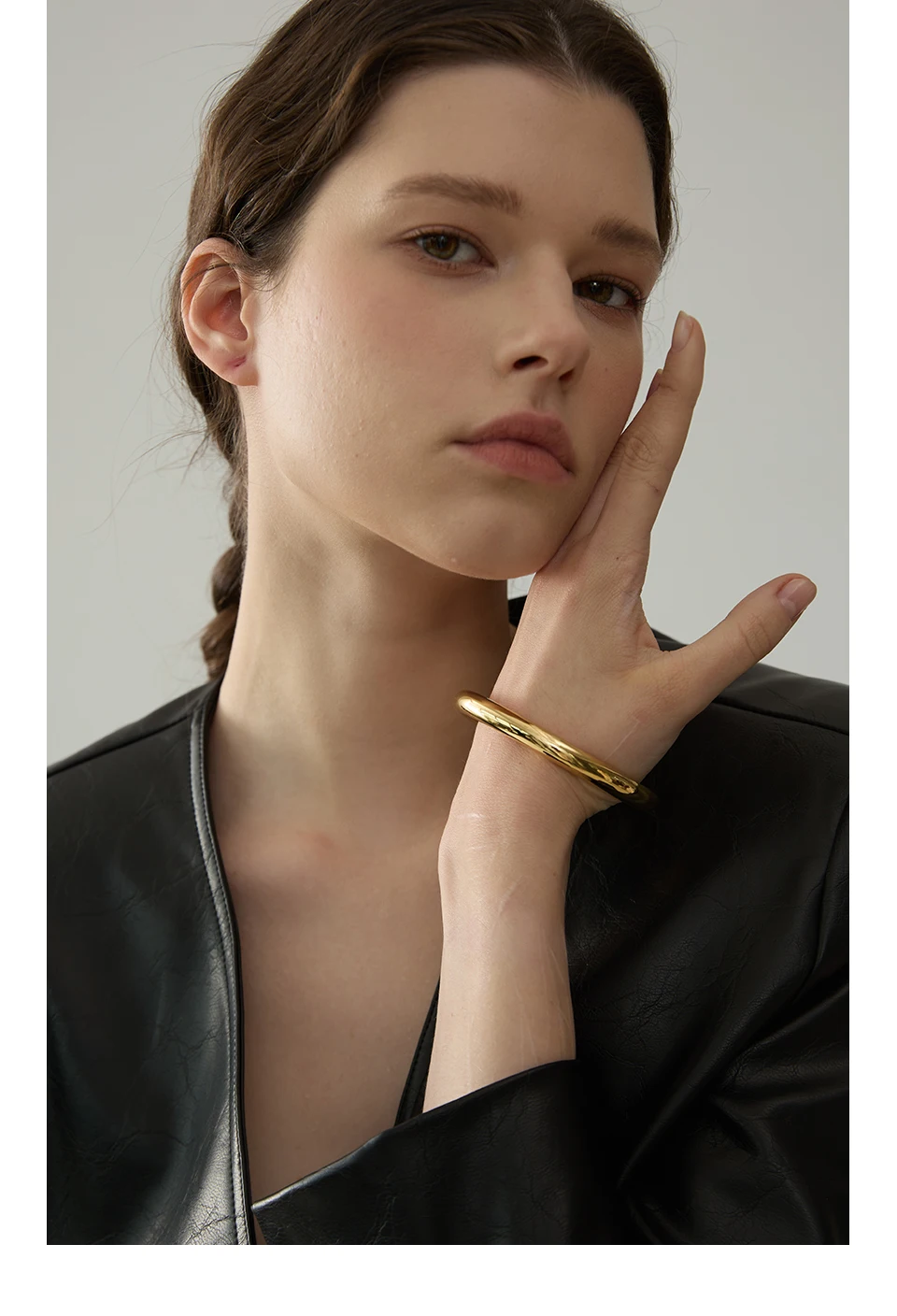 Yhpup 60mm Polished Textured Waterproof Stainless Steel Big Bracelet Bangle Statement Glossy Minimalist Jewelry High Quality