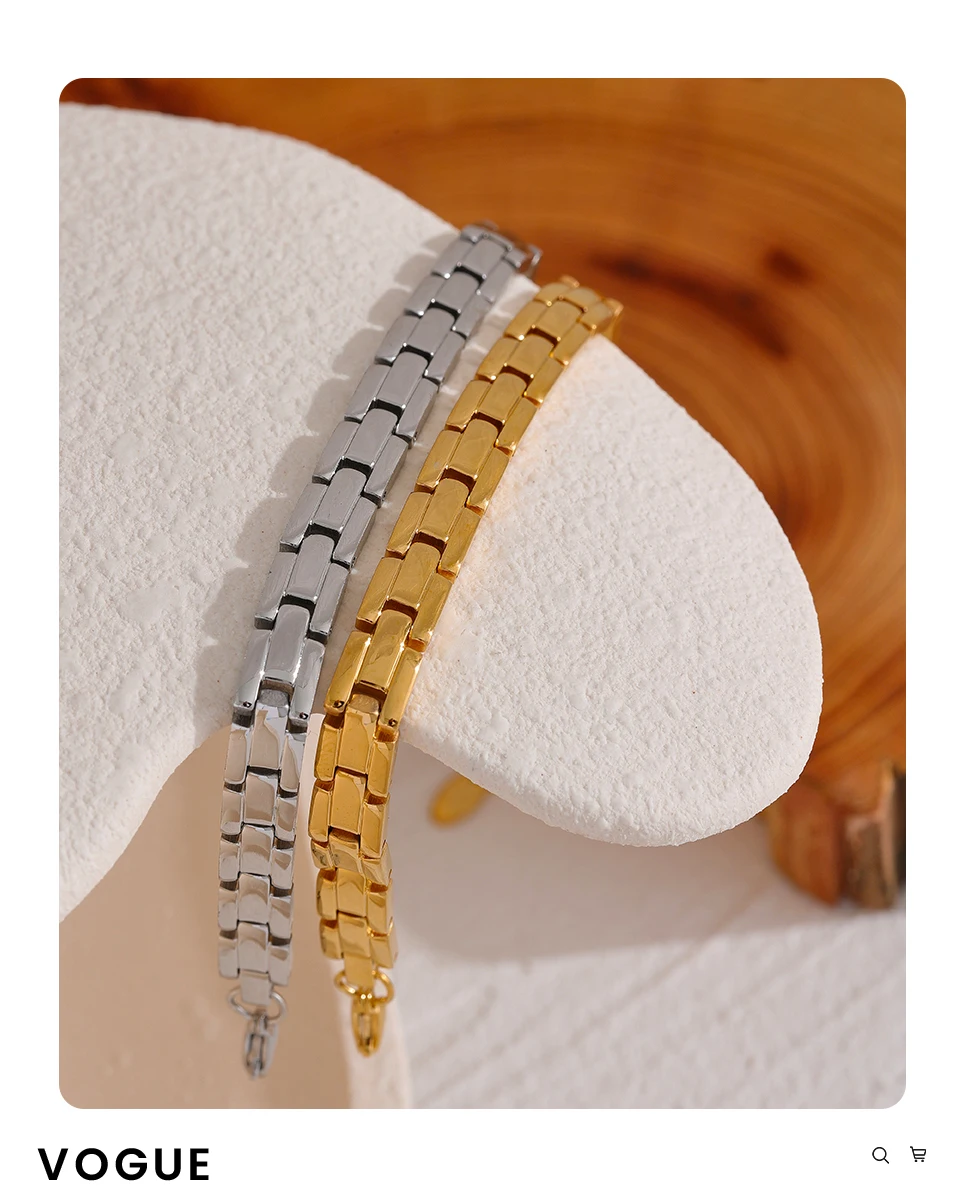Yhpup 316L Stainless Steel Charm Polished Chain Golden Bracelet Bangle Statement Wide Pvd Adjustable Wrise Jewelry Women Men