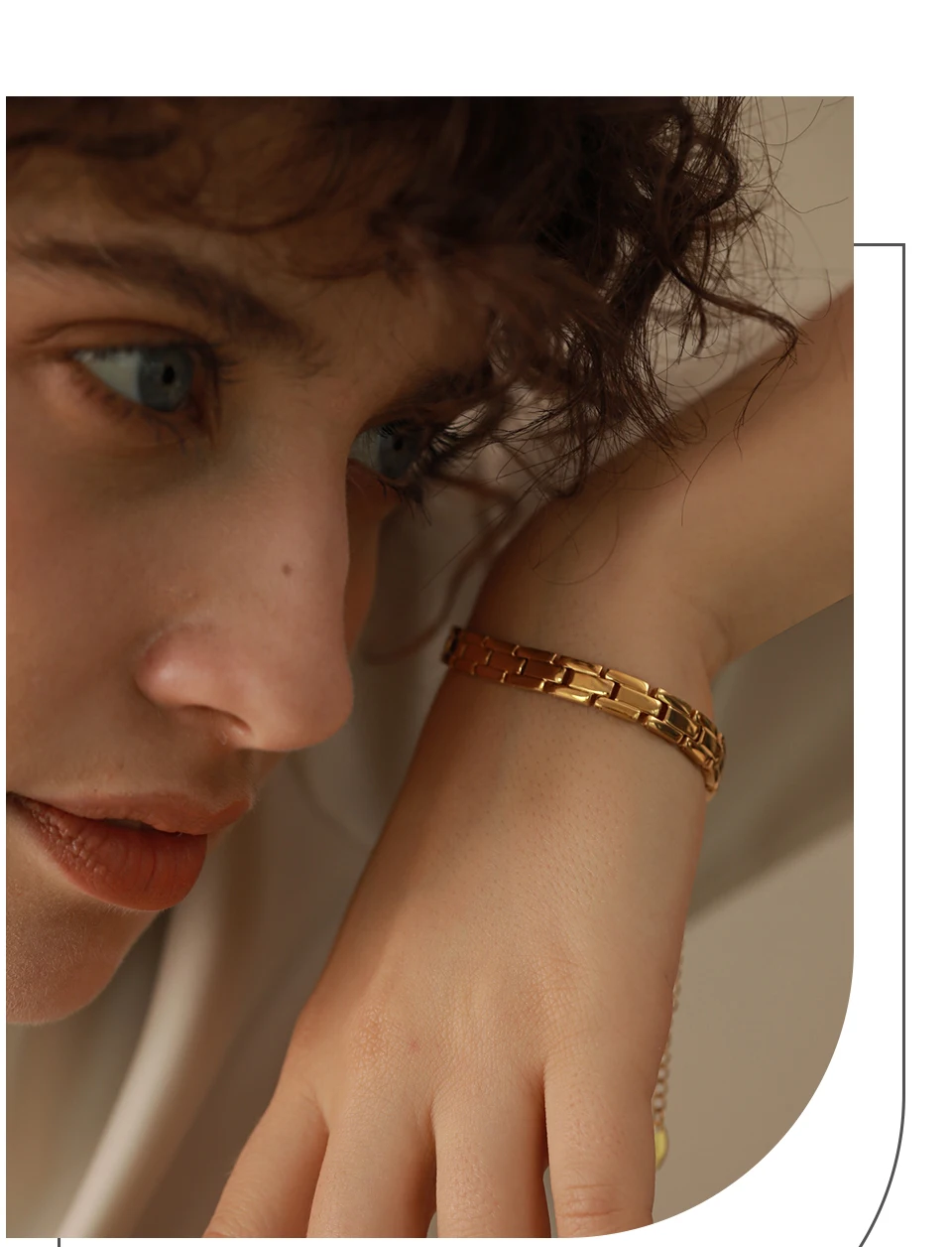 Yhpup 316L Stainless Steel Charm Polished Chain Golden Bracelet Bangle Statement Wide Pvd Adjustable Wrise Jewelry Women Men