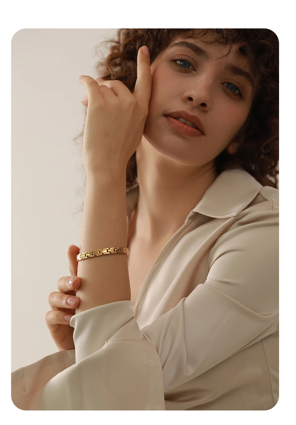 Yhpup 316L Stainless Steel Charm Polished Chain Golden Bracelet Bangle Statement Wide Pvd Adjustable Wrise Jewelry Women Men