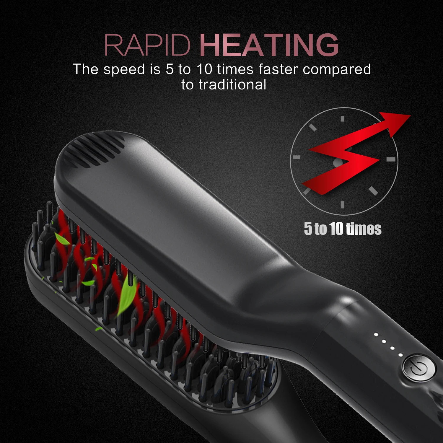 Hair Straightening Brush Hot Comb Straightener Electric Negative Ion Heating Comb For Men Beard Wet Dry Use Quick Hair Styler