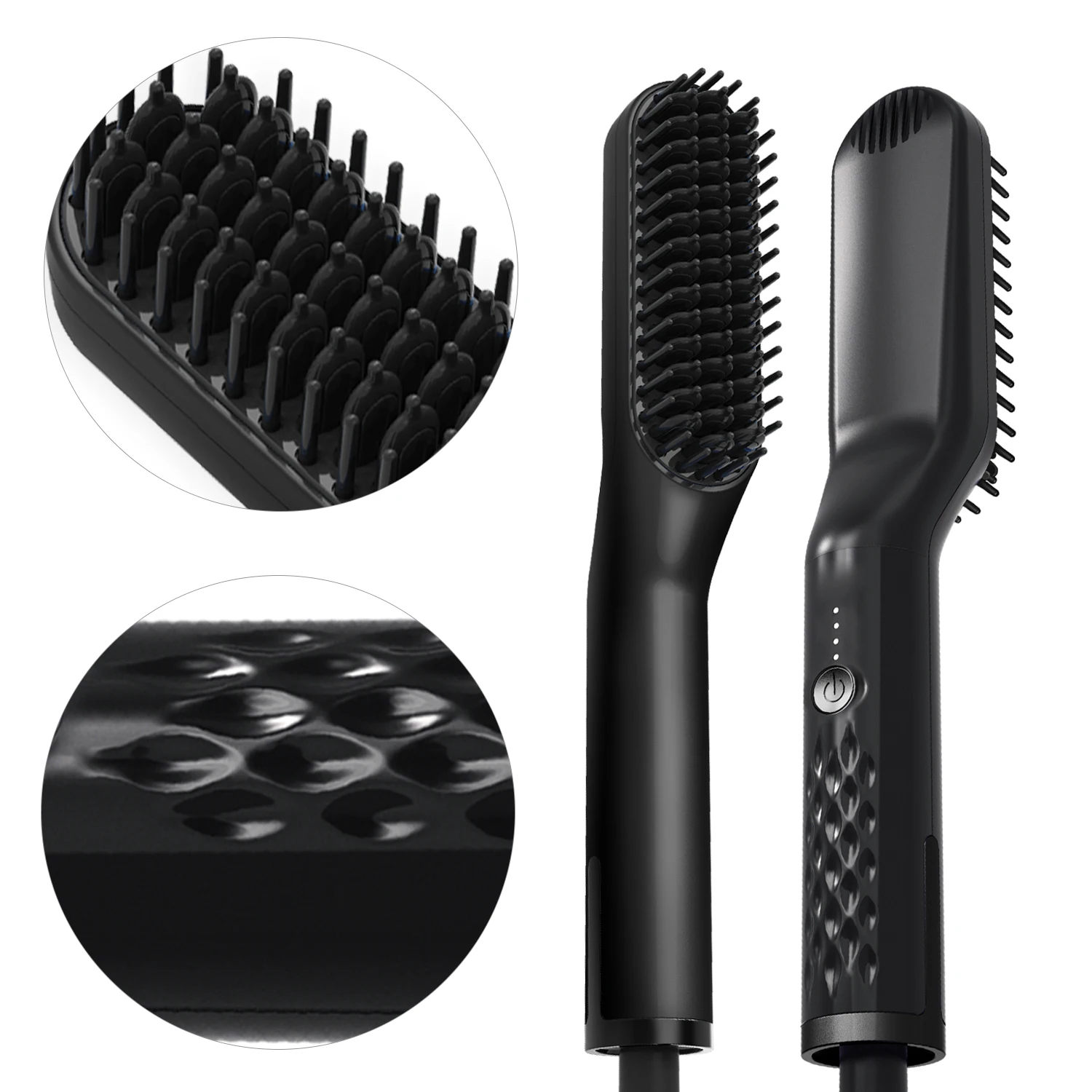 Hair Straightening Brush Hot Comb Straightener Electric Negative Ion Heating Comb For Men Beard Wet Dry Use Quick Hair Styler