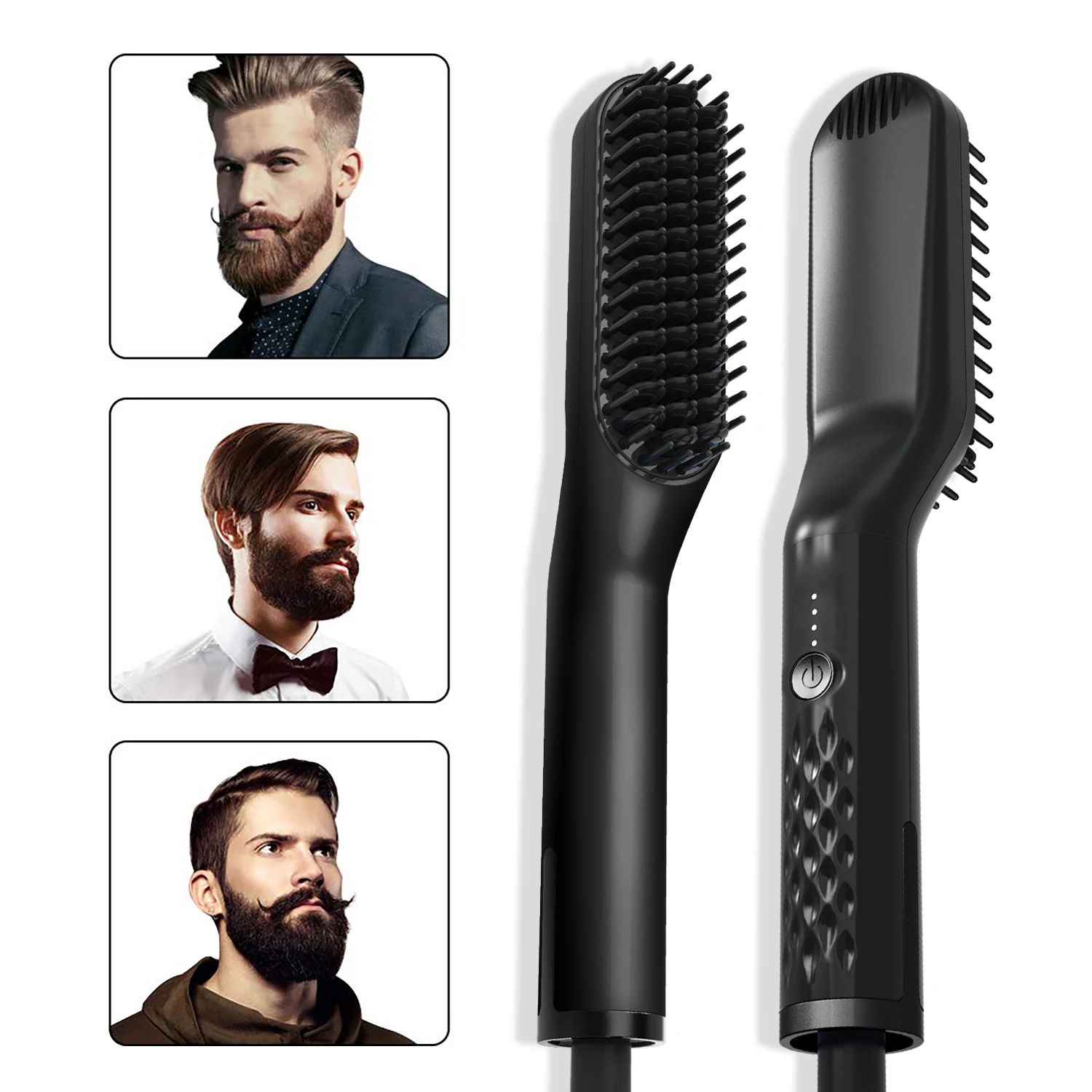 Hair Straightening Brush Hot Comb Straightener Electric Negative Ion Heating Comb For Men Beard Wet Dry Use Quick Hair Styler