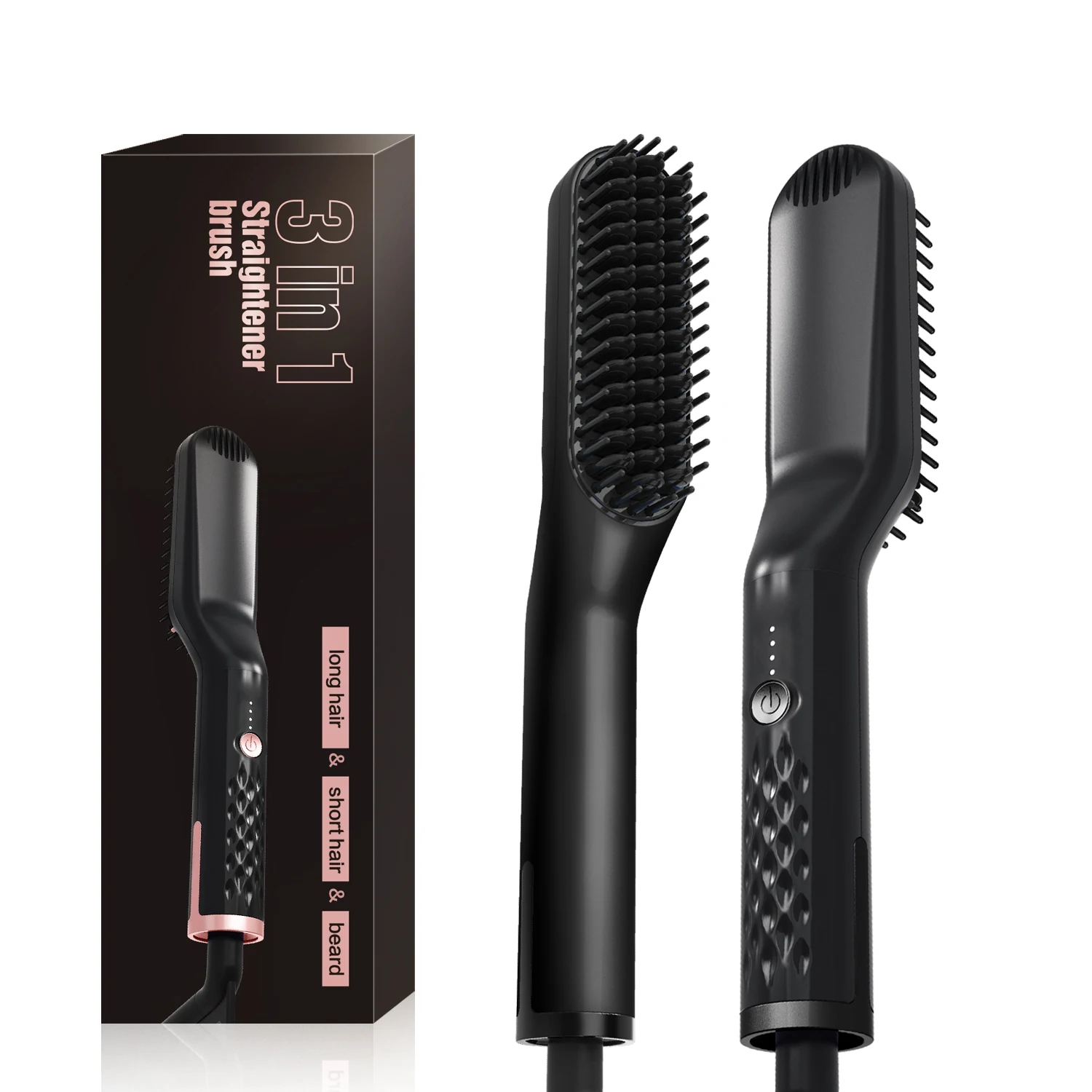 Hair Straightening Brush Hot Comb Straightener Electric Negative Ion Heating Comb For Men Beard Wet Dry Use Quick Hair Styler