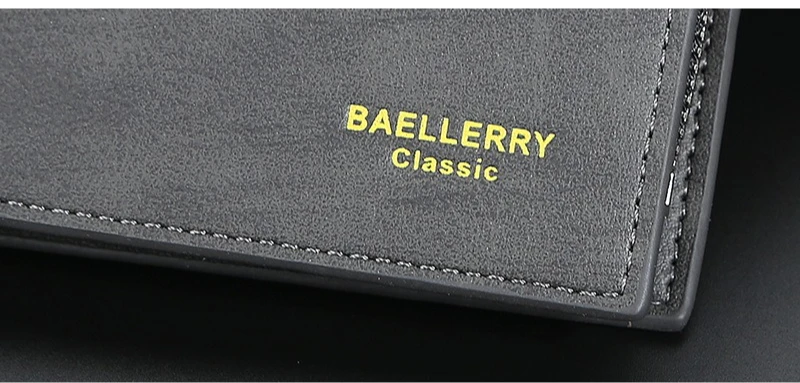 Baellerry Short Men's Wallet Leather Coin Purse Card Clips Simple Frosted Wallet with Multiple Card Slots Casual Wallet for Men
