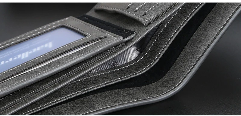 Baellerry Short Men's Wallet Leather Coin Purse Card Clips Simple Frosted Wallet with Multiple Card Slots Casual Wallet for Men