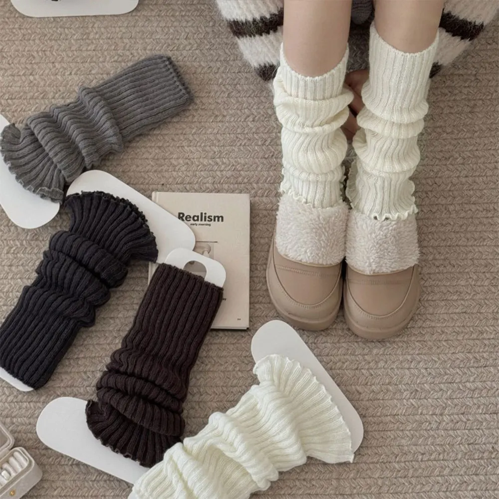 Autumn And Winter Women Leg Warmers Classic Black White Lolita Knitted Foot Cover Long Socks JK Japanese Sweet Leg Warmers Girls