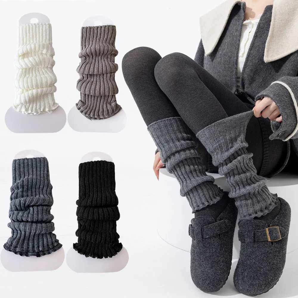 Autumn And Winter Women Leg Warmers Classic Black White Lolita Knitted Foot Cover Long Socks JK Japanese Sweet Leg Warmers Girls