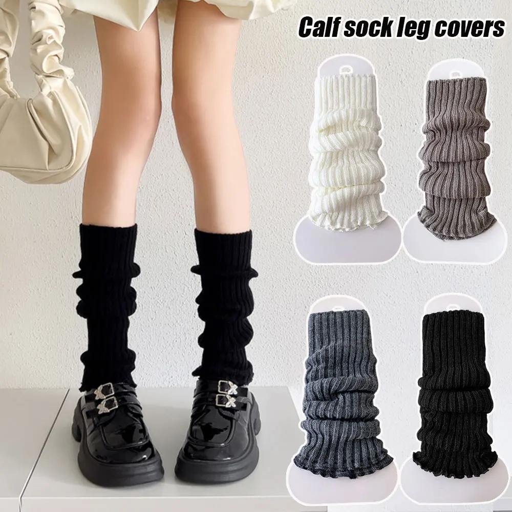 Autumn And Winter Women Leg Warmers Classic Black White Lolita Knitted Foot Cover Long Socks JK Japanese Sweet Leg Warmers Girls