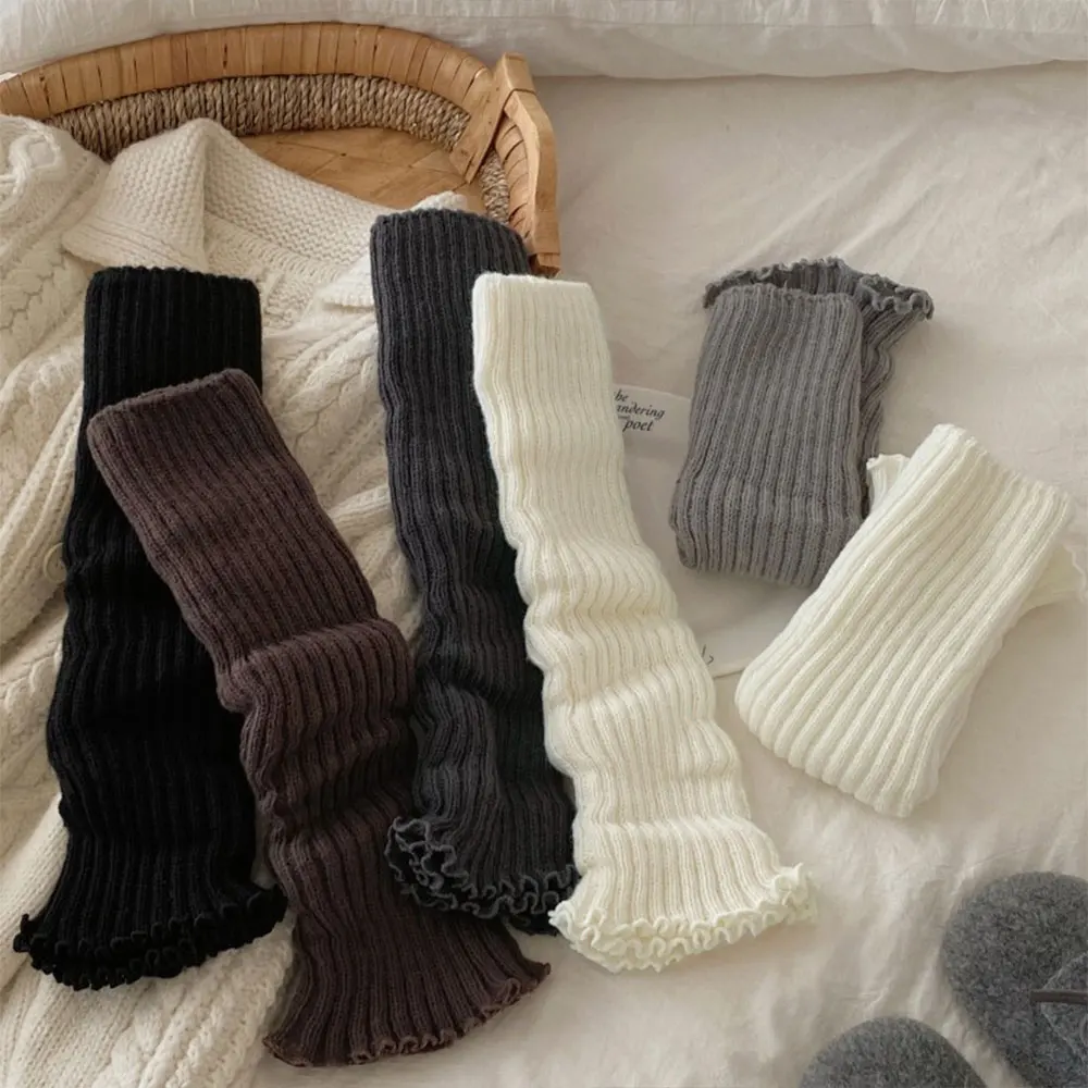 Autumn And Winter Women Leg Warmers Classic Black White Lolita Knitted Foot Cover Long Socks JK Japanese Sweet Leg Warmers Girls