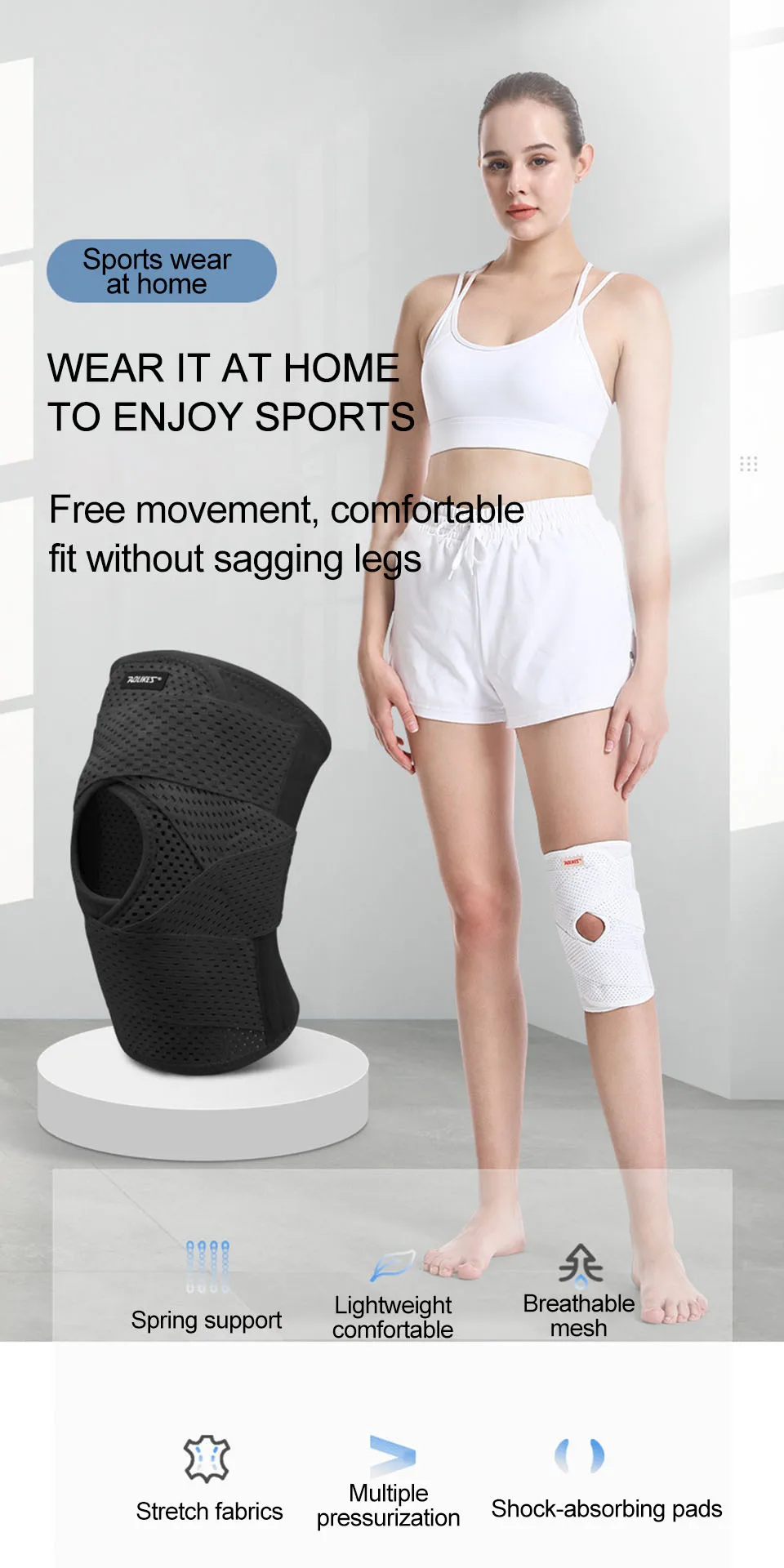 AOLIKES 1PCS Compression Knee Pad For Relieve Meniscal Tear Knee Pain Arthritis Joint Pain Relief Breathable Knee Support