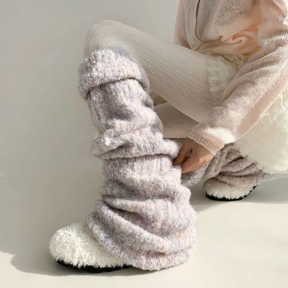 Harajuku Gothic Lolita Leg Warmers Autumn Winter Fashion Knitted Warm Foot Cover Women's Knee?Length Soft Leg Socks Boot Cuffs