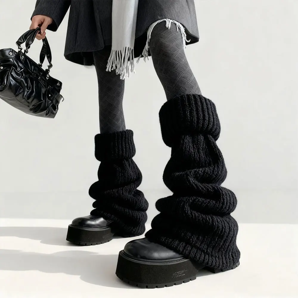 Harajuku Gothic Lolita Leg Warmers Autumn Winter Fashion Knitted Warm Foot Cover Women's Knee?Length Soft Leg Socks Boot Cuffs