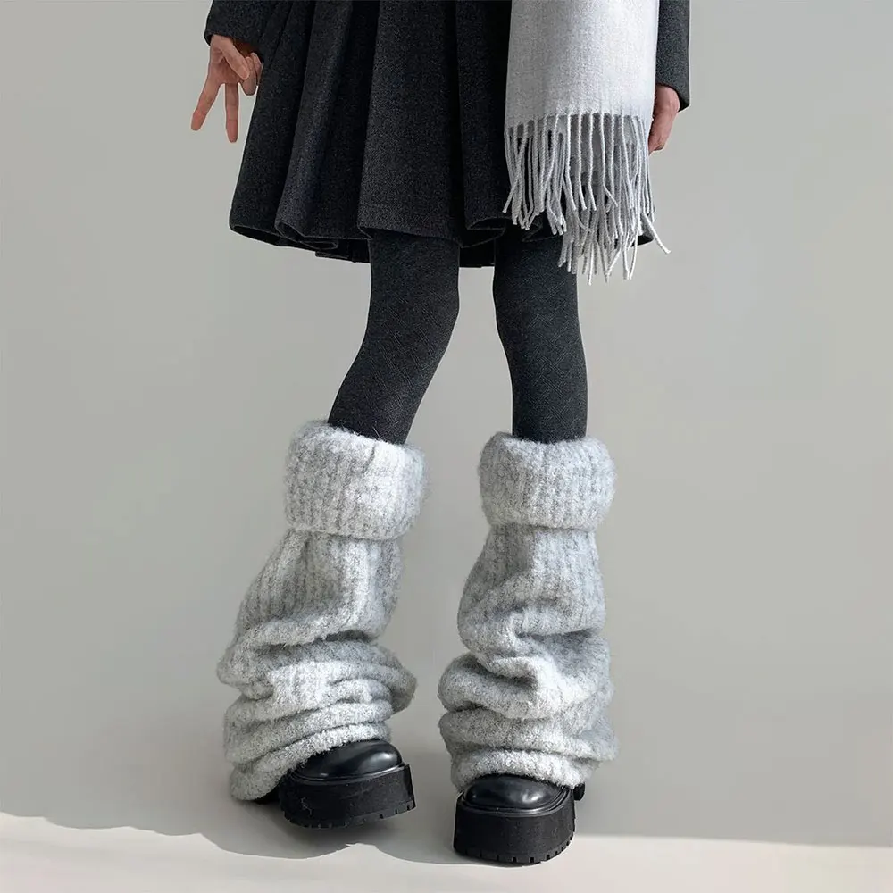 Harajuku Gothic Lolita Leg Warmers Autumn Winter Fashion Knitted Warm Foot Cover Women's Knee?Length Soft Leg Socks Boot Cuffs