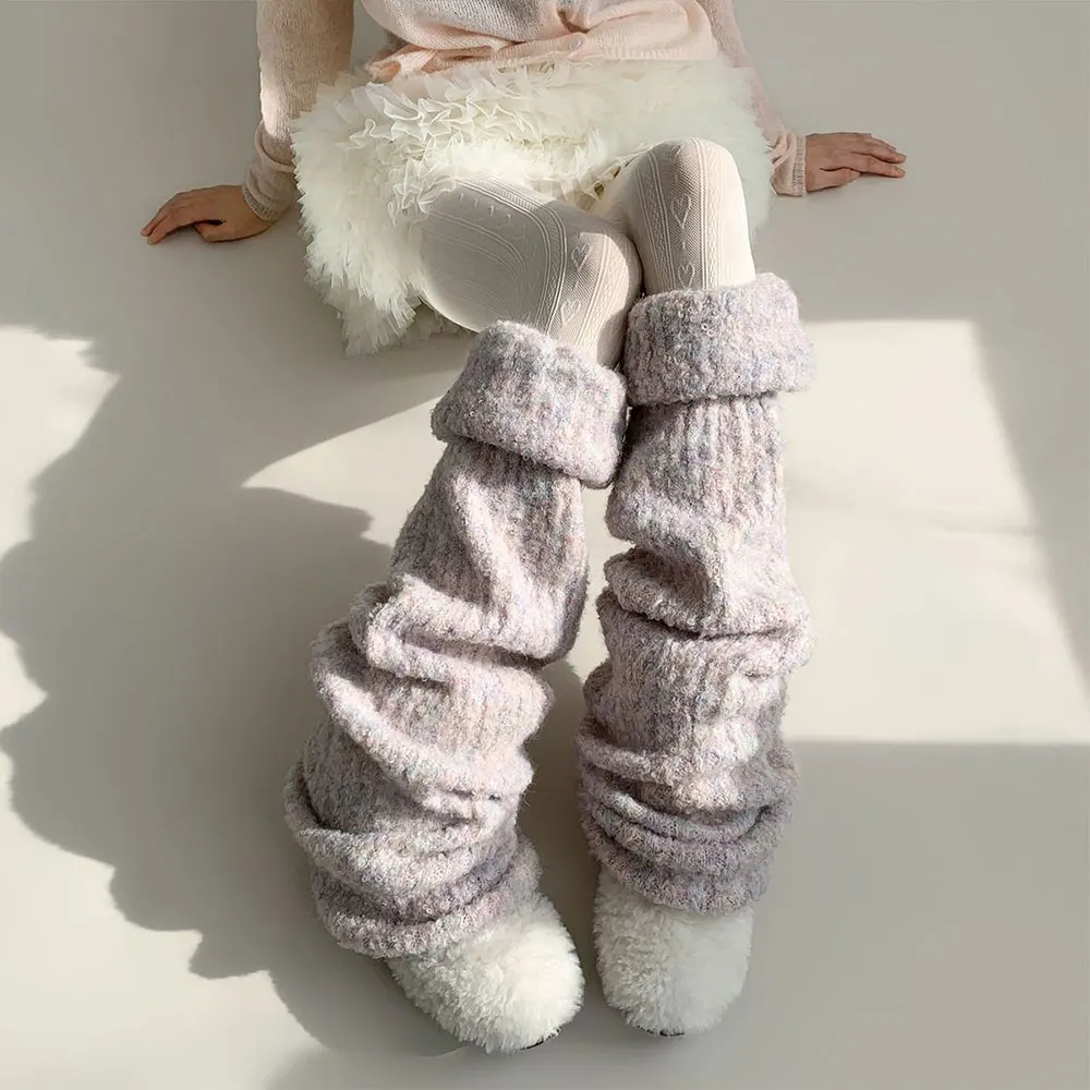 Harajuku Gothic Lolita Leg Warmers Autumn Winter Fashion Knitted Warm Foot Cover Women's Knee?Length Soft Leg Socks Boot Cuffs