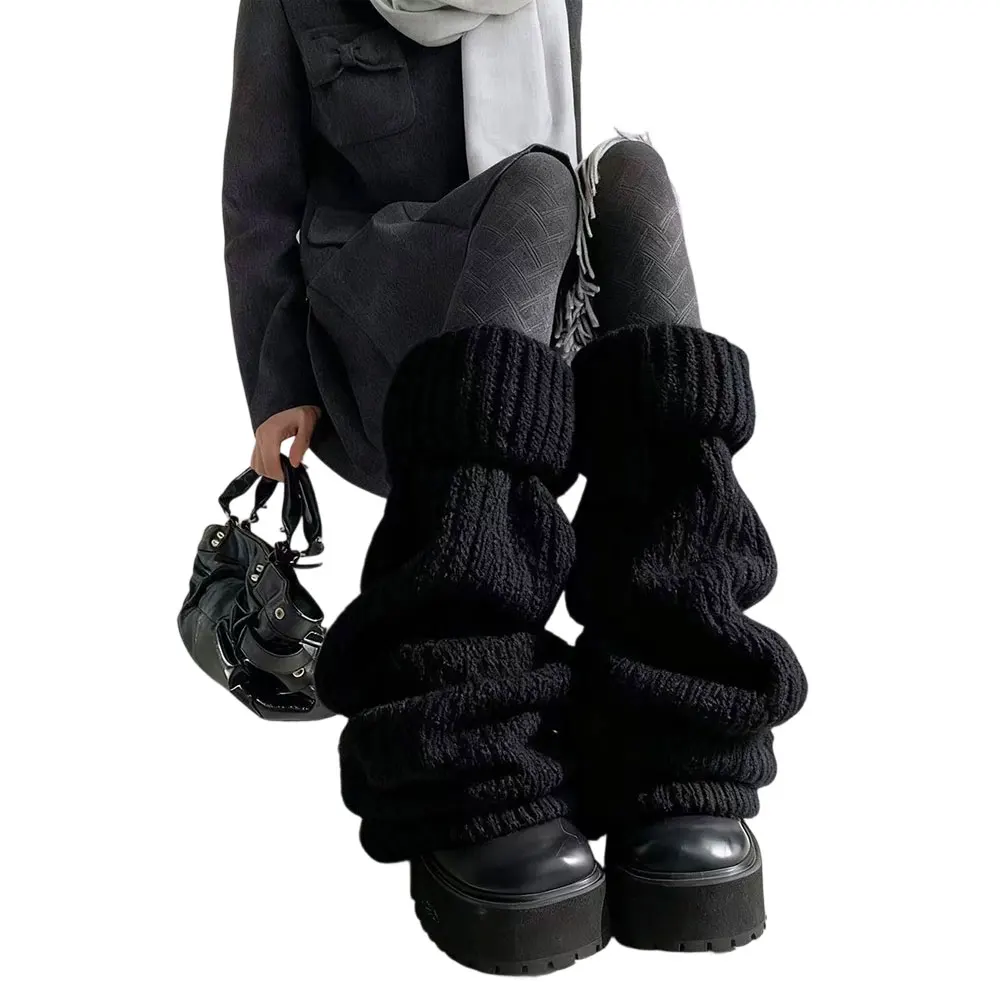 Harajuku Gothic Lolita Leg Warmers Autumn Winter Fashion Knitted Warm Foot Cover Women's Knee?Length Soft Leg Socks Boot Cuffs