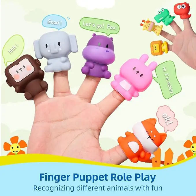 Toddler Montessori Learning Toys Counting Matching & Color Sorting Set Farm Animal Finger Puppets Barn Toy Peekaboo Game