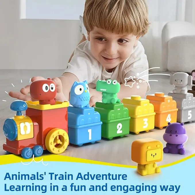 Toddler Montessori Learning Toys Counting Matching & Color Sorting Set Farm Animal Finger Puppets Barn Toy Peekaboo Game
