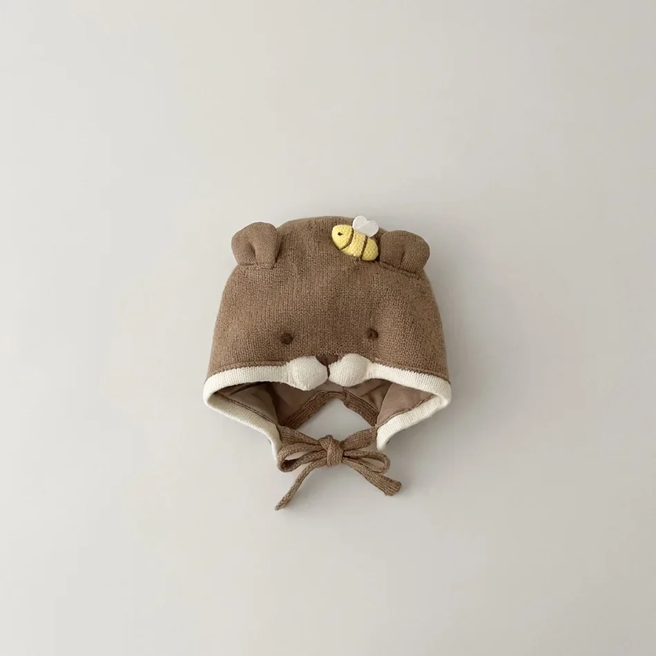 Winter Cartoon Baby Boys Girls Hats Rabbit Bear Knitted Children Ear Protection Hat Windproof Warm Soft Toddler Kids Cap