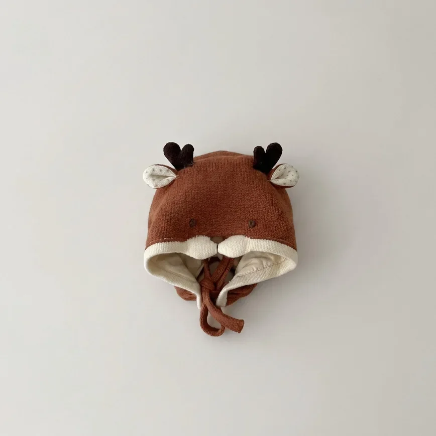 Winter Cartoon Baby Boys Girls Hats Rabbit Bear Knitted Children Ear Protection Hat Windproof Warm Soft Toddler Kids Cap