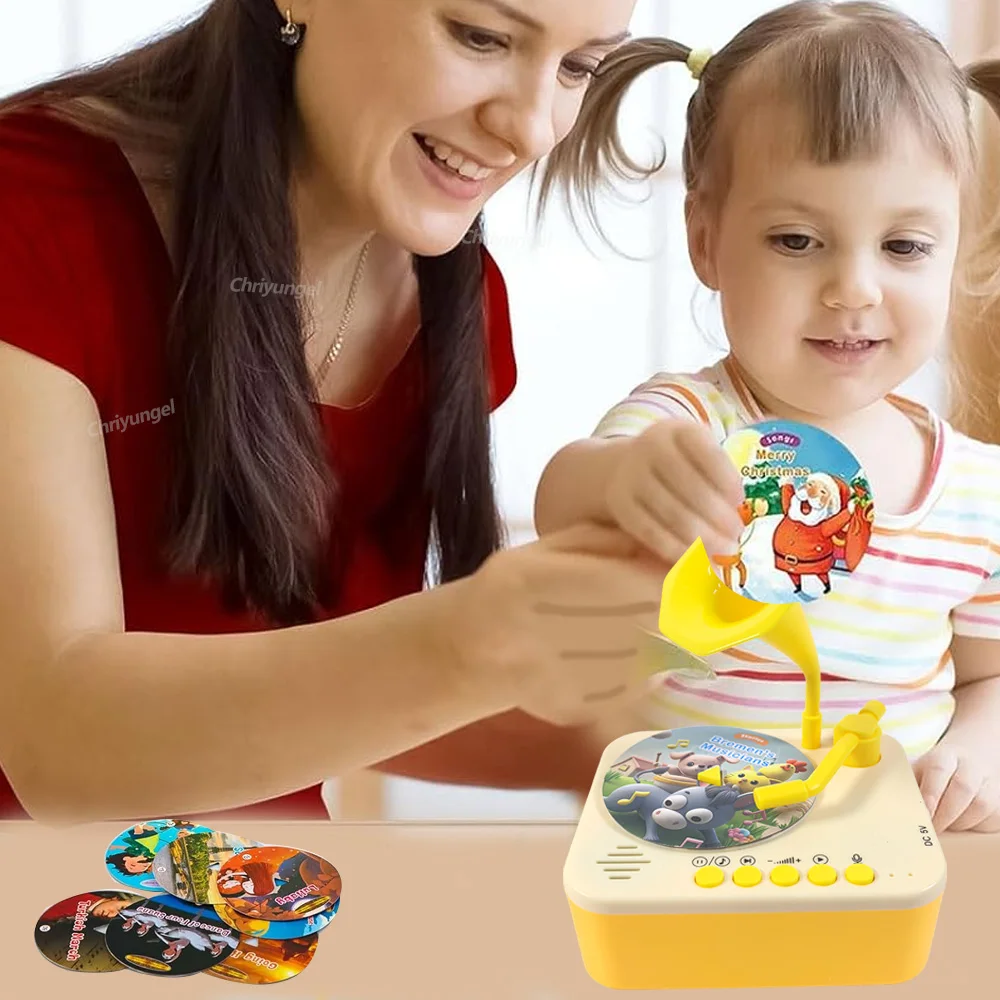 Kids Story Player Gramophone Music Toy with 93 Cards for Early Education Toddler Record Player Phonograph Learning Toys Gifts