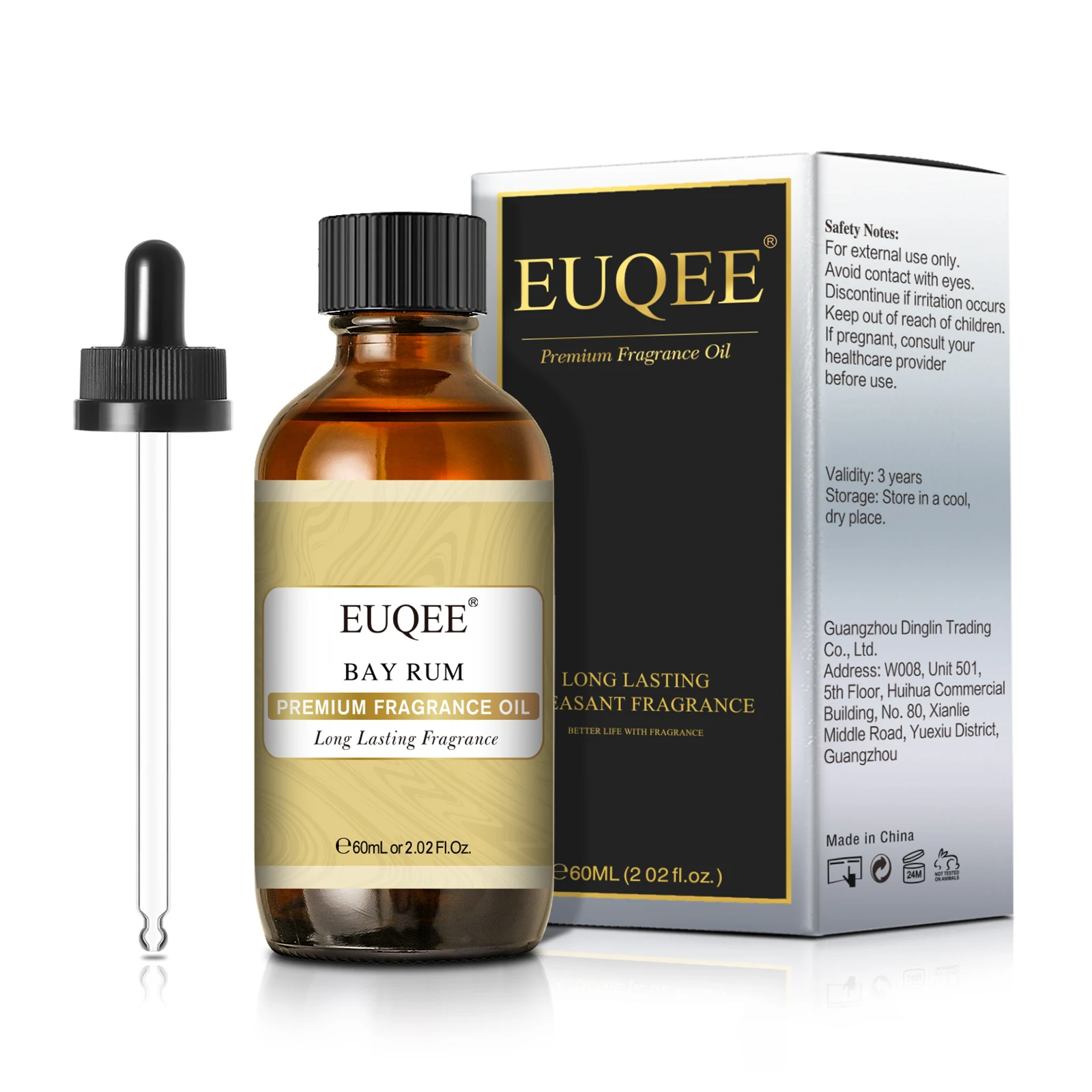 EUQEE 60ml (2 Fl.Oz.) Men's Fragrance Oil For Reed Diffuser, Car Diffusion-Leather Coffee Bamboo & Teak Bay Rum Aromatherapy Oil