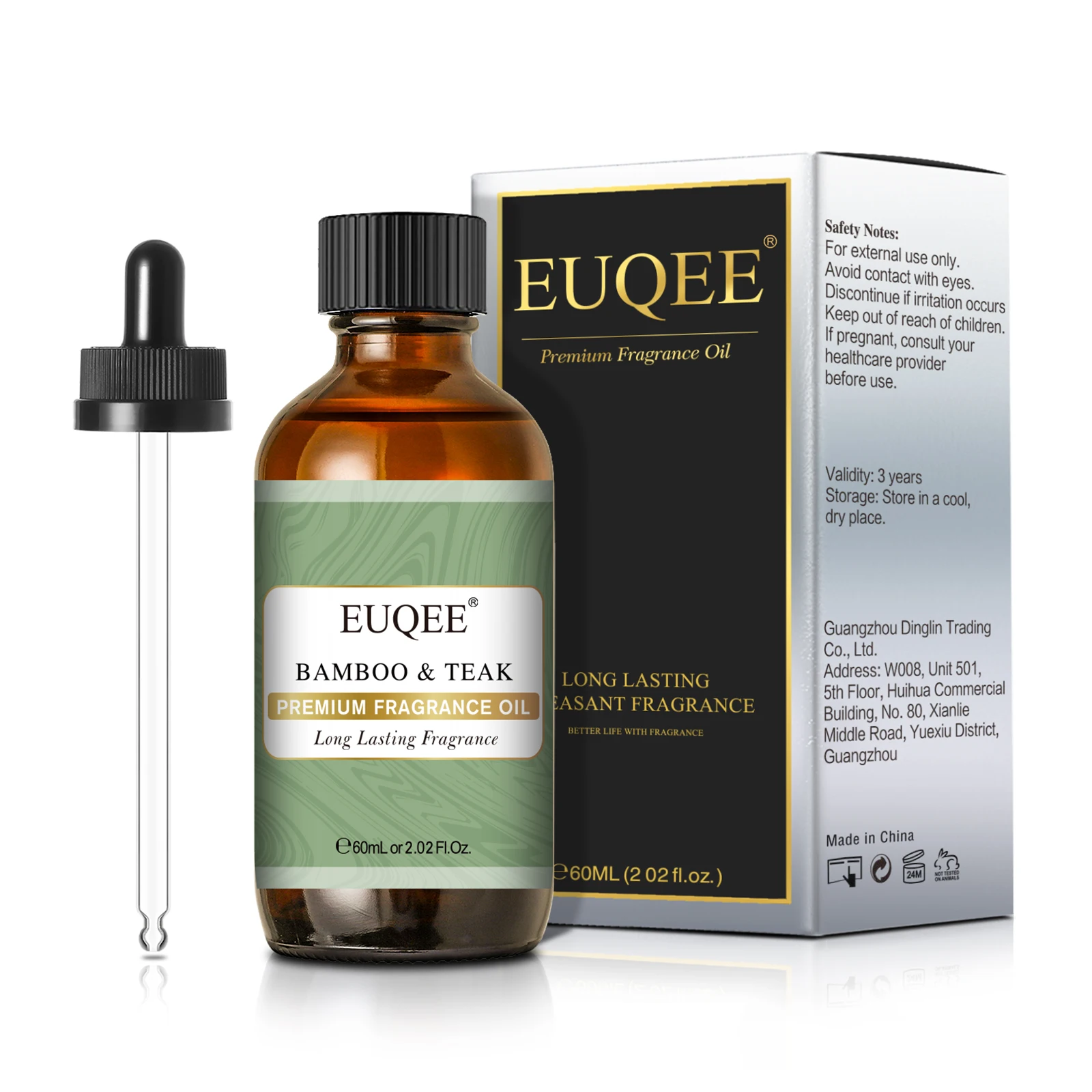 EUQEE 60ml (2 Fl.Oz.) Men's Fragrance Oil For Reed Diffuser, Car Diffusion-Leather Coffee Bamboo & Teak Bay Rum Aromatherapy Oil