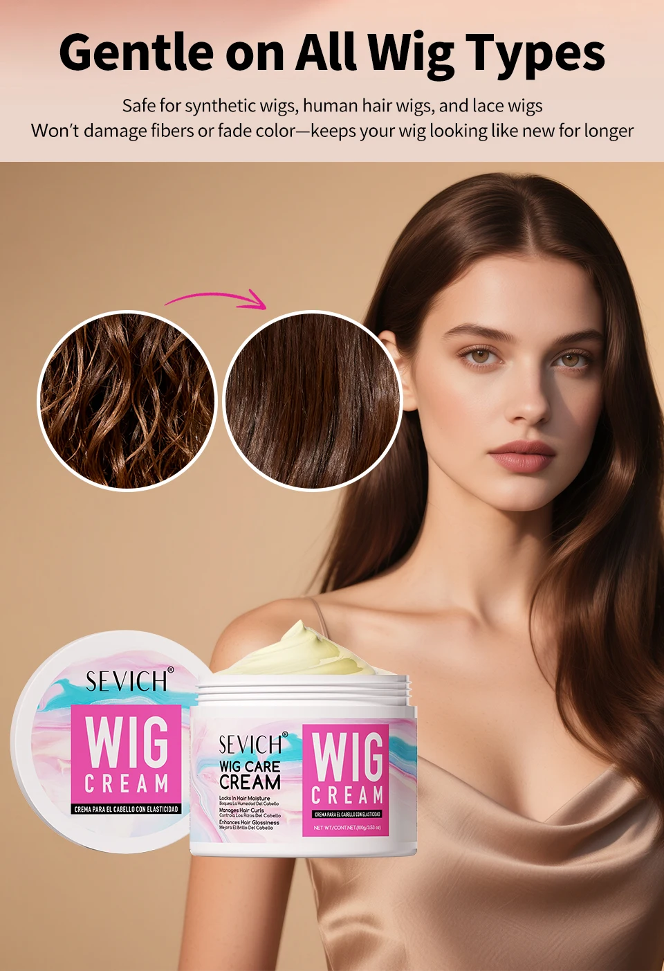 SEVICH Professional Wig Hair Care Products Wig Smoothing Keratin Hair Mask Oil Control Deep Cleansing Wig Shampoo Wig Care Spray
