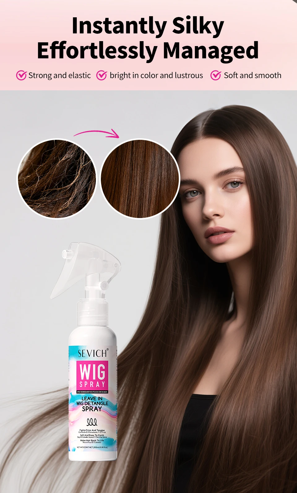 SEVICH Professional Wig Hair Care Products Wig Smoothing Keratin Hair Mask Oil Control Deep Cleansing Wig Shampoo Wig Care Spray